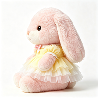Peluche Lapin aux Oreilles Tombantes Douce et Moelleuse, Poupée Lapin Rembourrée avec Robe à Nœud en Dentelle Jaune, Animal en Peluche Doux et Câlin, Peluche Lapin Personnalisée