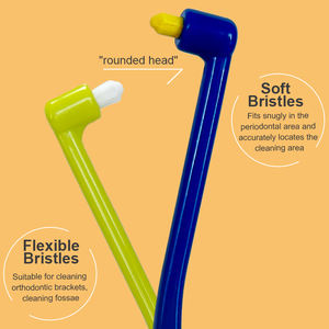 Brosse orthodontique à touffe unique <span class=keywords><strong>Detex</strong></span> 0.1mm Support ultra doux OEM 3 pièces/paquet brosse à dents orthodontique - Product Image 2