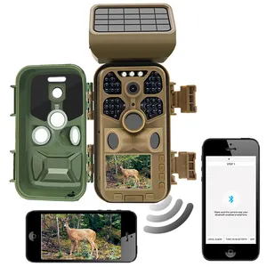 Caméra de chasse solaire Wifi, livraison gratuite, 2.4 pouces, 4K, infrarouge, piège à animaux sauvages, forêt cachée