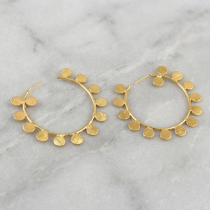 Boho Modern Vintage Style Round <b>Disc</b> Hoop Earrings Lightweight <b>Gold</b>-Plated Dot Hoops High Quality Women's - Product Image 3