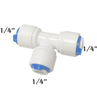 Raccord rapide de tuyau d'osmose inverse 1/4 raccord en t 2 voies coude égal droit RO raccord de tuyau en plastique d'eau