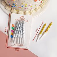 6,6cm Metallische Gold Silber Roségold Rot Lila Spiral-Geburtstagskerzen 6er-Set Gedrehte Kuchendekoration für Partydekoration