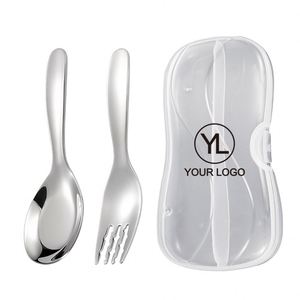ชุดช้อนส้อมสแตนเลสแบบพกพาพร้อมโลโก้สั่งทำ สำหรับงานกลางแจ้ง - Product Image 1
