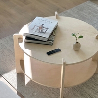 Étagère de table double moderne en bois robuste et résistante aux intempéries LONGRIVER, directement de l'usine, multifonctionnelle et écologique pour l'intérieur