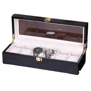 Venta al por mayor caja de reloj de madera personalizada 3 6 8 ranura caja de almacenamiento de reloj regalo Pu cuero viaje reloj organizador caja cajas para relojes