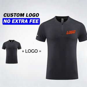 Camiseta Deportiva de Manga Corta con Cierre de 1/4, Transpirable, de Secado Rápido, Alta Elasticidad, para Hombre, con Logotipo Personalizado - Product Image 2