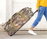 Sac de voyage surdimensionné vert olive avec roulettes renforcées, en tissu Oxford résistant, multi-poches