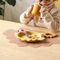 Ensemble d'alimentation pour bébé en silicone sans dinosaure de qualité alimentaire sans BPA, assiette à bavette avec logo, bol et tasse pour ensemble de sevrage à manger pour enfants