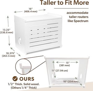 Scatola in Legno per Router WiFi - Elegante Coprimodem Decorativo da Parete con Sistema di Gestione Cavi - Product Image 5