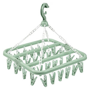 32 <b>Clips</b> Folding Multi-Functional Eco-Friendly Clothes Hanger Drying Rack for Children Adults Windproof Socks Bag Spice - Product Image 1