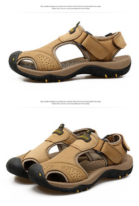 <span class=keywords><strong>Sandales</strong></span> de <span class=keywords><strong>Randonnée</strong></span> à Bout Fermé en Cuir Véritable Grande Taille pour Hommes, Chaussures de Sport d'Été et de Plage, <span class=keywords><strong>Sandales</strong></span> d'Extérieur pour Hommes - Product Image 4