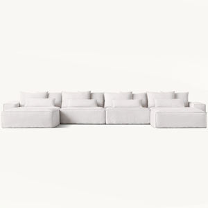 Sofás Chaise Longue Modernos de Tela en Forma de U, Asientos Profundos, Muebles Modulares Minimalistas de Interior Blancos de Lujo - Product Image 2