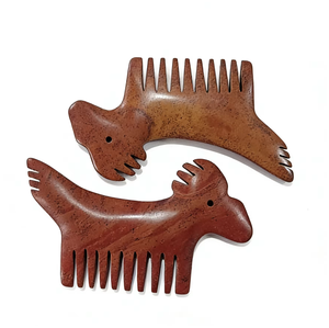 Peigne Gua Sha en pierre Bian noir en forme de cheval pour massage facial - Product Image 4