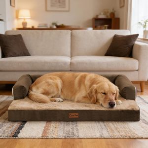 Large Memory Foam Orthopedic Pet <strong>Bed</strong> Luxury Fluffy Faux Fur Plush <strong>Dog</strong> Sofa Bolster <strong>Bed</strong> For Large <strong>Dogs</strong> - Product Image 1
