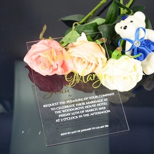 Tarjeta de Invitación de Boda de Acrílico PVC Personalizada, Invitación Transparente con Diseño Floral, Decoración de Regalo con Forma Personalizada, Guangdong - Product Image 2
