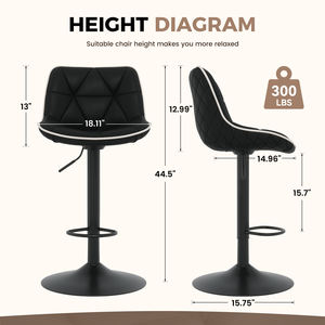 Tabourets de bar d'extérieur modernes et confortables en similicuir, hauteur réglable, pivotants à 360°, avec repose-pieds matelassé, pour îlot de cuisine - Product Image 6