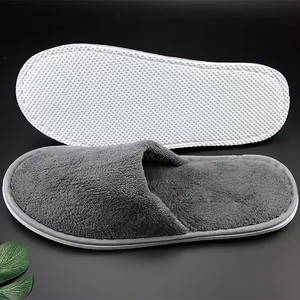 Ury pantoufles jetables d'hôtel en velours gris corail antidérapantes garder au chaud et confortables pantoufles de maison - Product Image 2