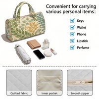 Sac à main brodé personnalisé avec imprimé de fougères hawaïennes et d'hibiscus des Fidji, idéal pour le shopping, les voyages et le quotidien
