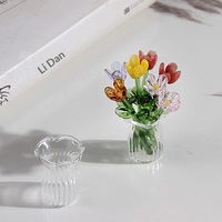 Bouquet de fleurs artificielles en verre émaillé fait main, fleurs préservées, emballage en boîte en papier de style chinois, décoration de bureau fraîche