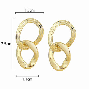 Double Ring Geometric <b>Stud</b> Earrings Gold <b>Silver</b> Rose Gold Minimalist Fashion Everyday Wear - Product Image 5