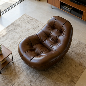 Sillón Reclinable Ergonómico Giratorio de Cuero, Cómodo y Acolchado, Tipo <span class=keywords><strong>Caracol</strong></span>, Respaldo Alto, Sillón para Descansar, Muebles para Lectura <span class=keywords><strong>en</strong></span> Casa u Oficina - Product Image 1