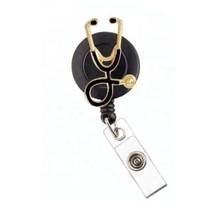 Bobine d'insigne rétractable en forme de stéthoscope en métal émaillé médical pour la décoration uniforme de porte-Badge d'accessoires d'infirmière - Product Image 2
