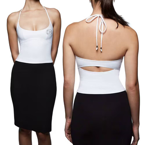 Top Corto Sexy Personalizado para Mujer con Cuello Halter, Espalda Descubierta, Lazos en la Espalda, Corte Ajustado, Elástico, Estilo Y2K, Ropa de Calle para Salir de Fiesta - Product Image 1