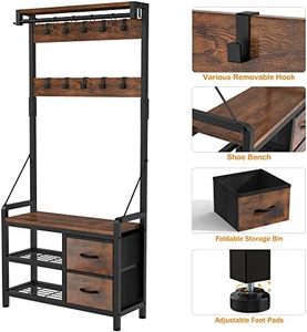 Lulive Hall Tree, entrada de 31,5 "con <span class=keywords><strong>perchero</strong></span> independiente, zapato de diseño inteligente 5 en 1 y estante de <span class=keywords><strong>pared</strong></span> 17 ganchos - Product Image 5