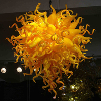 Lustre en verre d'art de conception unique jaune citron verre soufflé style Chihuly éclairages LED cuisine salle à manger Restaurant