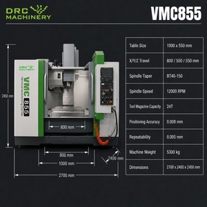 <span class=keywords><strong>เครื่อง</strong></span>จักรกลซีเอ็นซี 5 แกน รุ่น VMC855 สำหรับงานกัดโลหะ ความแม่นยำ ±0.005 มม. ระบบ BT40 GSK สำหรับการผลิตแม่พิมพ์และอุตสาหกรรมการบินและอวกาศ - Product Image 5