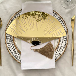 Invitación <span class=keywords><strong>de</strong></span> boda personalizada <span class=keywords><strong>de</strong></span> alta calidad, menú en forma <span class=keywords><strong>de</strong></span> abanico acrílico, logotipo <span class=keywords><strong>de</strong></span> estampado en caliente, tarjeta <span class=keywords><strong>de</strong></span> sobre <span class=keywords><strong>de</strong></span> regalo - Product Image 6