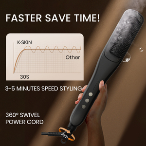 Professional Electric Ceramic Steam Hair Straightener Brush & <b>Comb</b> 5 Temperature Settings PTC Fast <b>Heating</b> for All Hair Types - Product Image 5