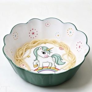 Tazón Pequeño de Melamina de Grado Alimenticio con Diseño de <span class=keywords><strong>Unicornio</strong></span>, Tazón para <span class=keywords><strong>Cereales</strong></span> para Niños, No Tóxico, Apto para Microondas (Baja Temperatura), Fácil de Limpiar - Product Image 1