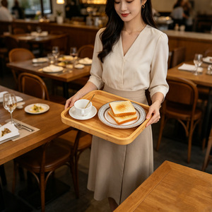 Plateau de service japonais en bambou, design minimaliste multifonctionnel, pour usage en restaurant - Product Image 1