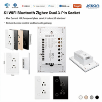 Prise murale intelligente double à large plage de tension 100V-240V, compatible Zigbee, WiFi et Bluetooth, 10A, norme américaine, pour usage domestique mondial