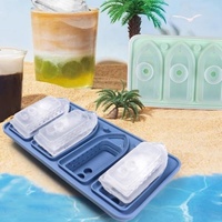 Nouveau design, moule à glaçons en silicone à 4 cavités, plateau à glaçons sans BPA, moule à crème glacée en silicone, plateau à glaçons en silicone en forme de bateau