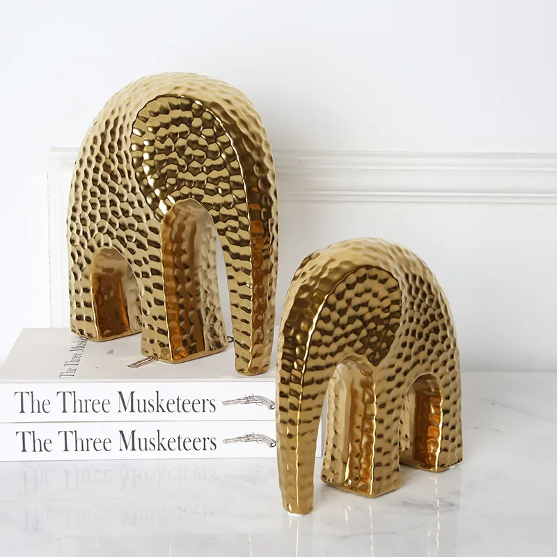 Nordic Style Gold Painted Elephant Home Decoration Stücke Keramik Wohnzimmer Elephant Decor Zubehör