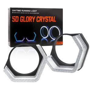 Projecteur bi-LED I8 avec anneaux lumineux RGB en cristal, contrôle par application, lumière colorée pour la rénovation des phares de voiture - Product Image 3