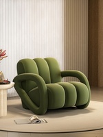 Fauteuil de détente moderne en velours géométrique, fauteuil lounge minimaliste avec assise rembourrée en éponge pour salon, chambre, hall d'entrée, réception