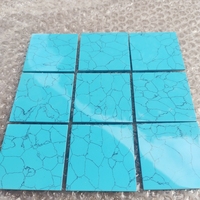 Vente en gros de pierres précieuses bleu ciel pierre synthétique turquoise 40*40*2mm feuilles carrées vierges bijoux incrustés de découpe sculptés bricolage
