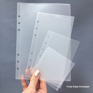 Tùy chỉnh 6 lỗ A6 Frosted nhựa zipperless tiền mặt nhồi ví túi Ngân Sách chất kết dính Pouch rời lá túi không dây kéo phong bì - Product Image 4