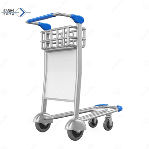 플랫폼 구조 및 3 륜 브레이크 바구니가있는 맞춤형 알루미늄 공항 수하물 트롤리 OEM 지원 - Product Image 6