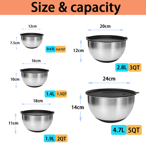 مصنع مخصص قسط المصقول الفولاذ المقاوم للصدأ مجموعة أغطية محكمة الغلق-أوعية التعشيش الصديقة-للاستخدام المنزلي والمطبخ - Product Image 3