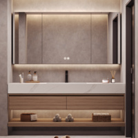 Meuble de rangement mural avec tiroirs intégrés, lavabo en céramique et ensemble de meubles de salle de bain – Meilleures ventes