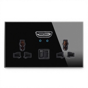 टॉगल रीसेट स्विच 86 ब्लैक ग्लास पैनल की अगुवाई वाली रोशनी ip20 लौ रिटरेंट इन्सुलेशन ewall सॉकेट सेट पूर्ण श्रृंखला - Product Image 5