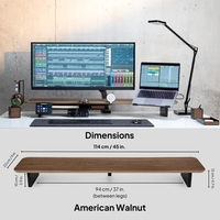 Support de moniteur double pour ordinateur en noyer avec capacité de charge de 30 kg, 1200 mm x 230 mm x 105 mm, pour écrans d'ordinateurs portables et de bureau