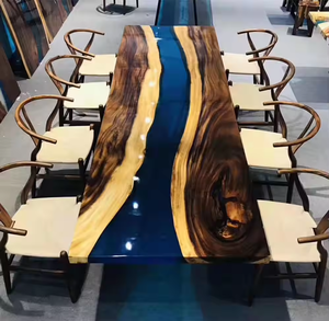 Table de restaurant en résine et bois époxy sur mesure, mobilier d'extérieur de luxe, prix d'usine - Product Image 4