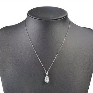 VVS <b>D</b> GRA 3 Carat Oval Cut Moissanite Solitaire Pendant diamond Copper 14K Gold Filled <b>Necklace</b> couples jewelry For Gift - Product Image 4