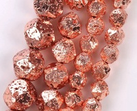 Plaques de pierre de lave facettées en diamant 6-10MM, roche volcanique, pierre de lave électroplaquée argent blanc pour la fabrication de bijoux
