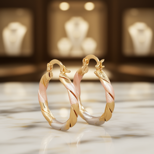 Orecchini a Cerchio Placcati Oro E4509 con Perla Incastonata, Design Classico per Uso Quotidiano Femminile, Gioielli in Oro Massiccio 18K - Product Image 2